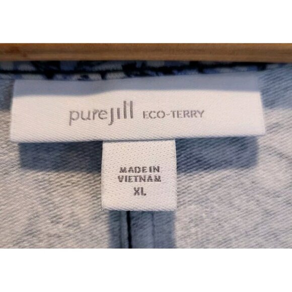 Pure J Jill Eco Terry Blue Floral Long Sleeve V Neck Stretchy Super Soft Top XL - Picture 5 of 6